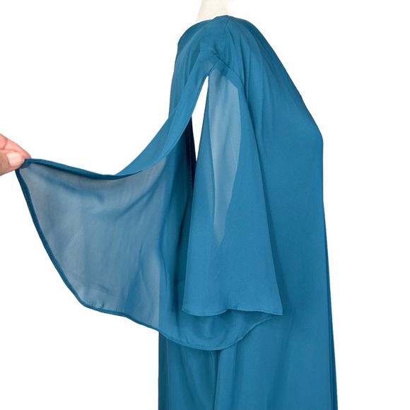 NEW Catherines Tiered Chiffon Maxi Dress 1X Rhinestone Keyhole Formal Party - Picture 8 of 13